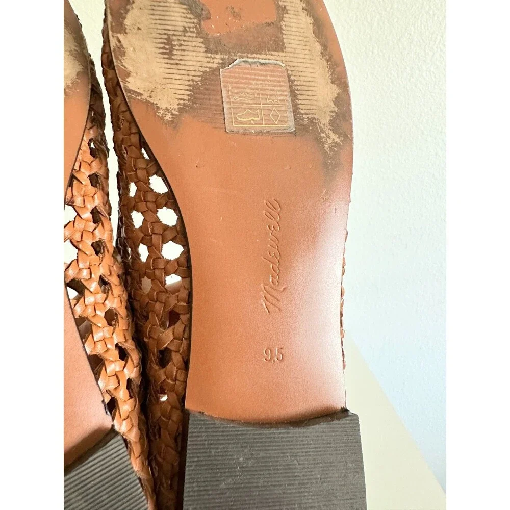 Madewell Women's The Greta Ballet Flats Desert Camel Open Weave Slip On Size 9.5